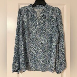 LOFT Multicolor Patterned Blouse long sleeve Sz MED EUC